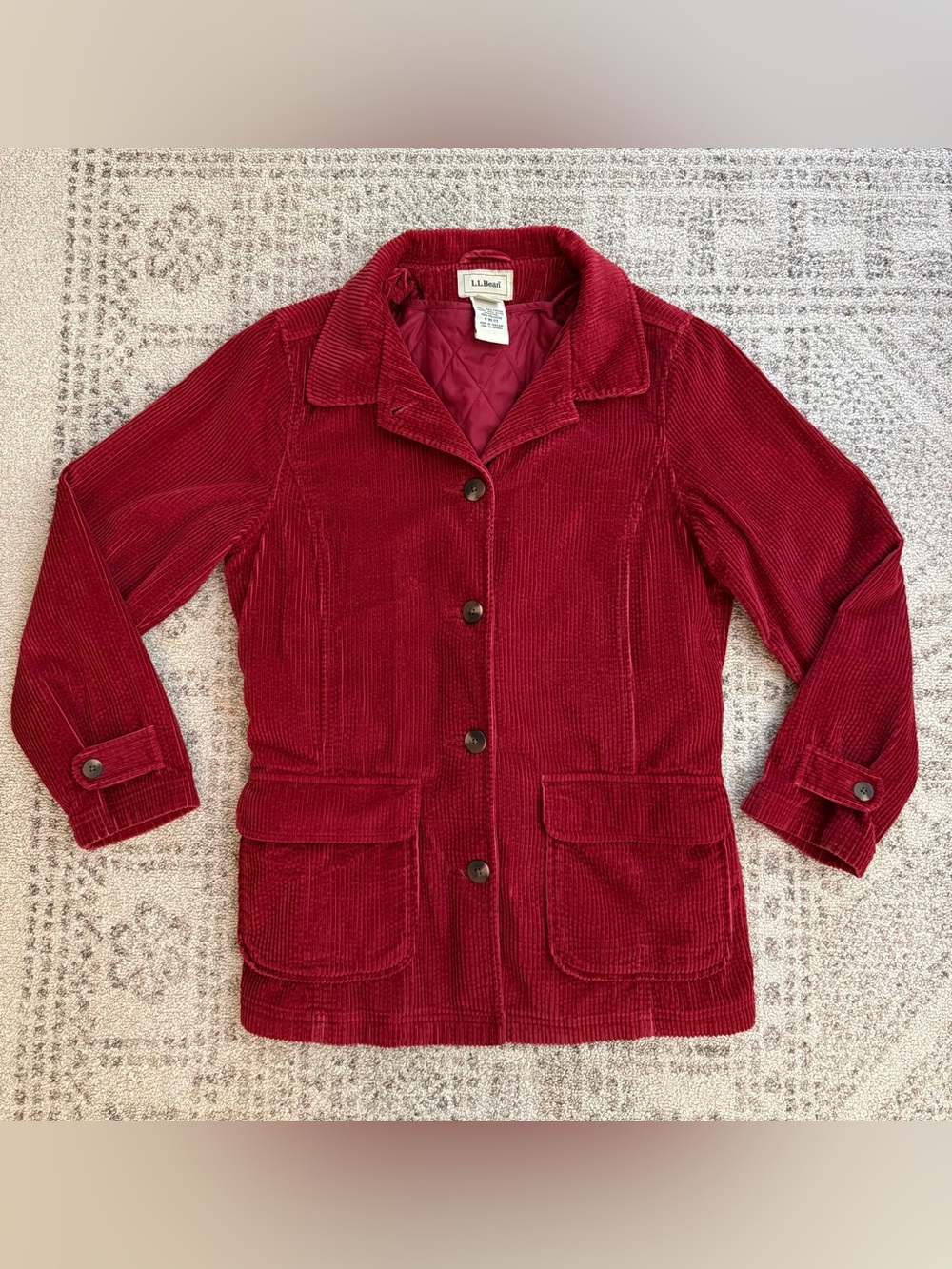 L.L.Bean Corduroy Coat w/Liner Vintage Sz Small